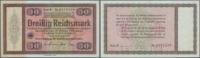 Reichskonversionskasse: 30 Reichsmark 1933, ohne Heftlöcher mit Perforation ”entwertet”, Ro.702 in kassenfrischer Erhaltung