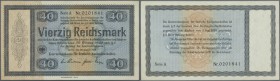 Reichskonversionskasse: 40 Reichsmark 1933 mit Heftlöchern, ohne Perforation, Ro.703 in sonst kassenfrischer Erhaltung