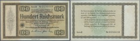 Deutsches Reich - Reichskonversionskasse: 100 Reichsmark 1933 ohne Heftlöcher, ohne Perforation, Ro.705 mit leichtem Eckknick rechts unten, sonst kass...