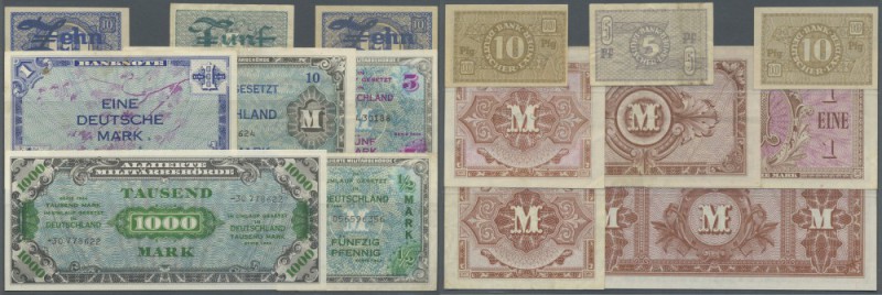 Kleines Lot mit 20 Banknoten der AMB und früher Ausgaben der Bank Deutscher Länd...