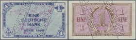 1 Deutsche Mark 1948 - MUSTER - (Ro 232, Pick 2as) , mit doppelter Muster-Perforation im Papier. Originale farbfrische Erhaltung mit für Specimen übli...