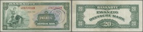 20 Deutsche Mark 1948 für West-Berlin mit B-Stempel, je 3-fach quer gefaltet, EH III-IV.
