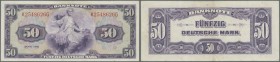 50 Deutsche Mark 1948, je 3-fach quer gefaltet, leicht verschmutzt, EH III+.