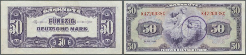 50 Deutsche Mark, Serie 1948 für Berlin mit ”B” Stempel (Ro. 243a), in leicht ge...