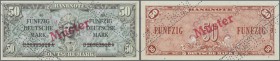 50 DM 1948, Liberty, mit Perforation Specimen, rotem Überdruck Muster und entwerteter Seriennummer in kassenfrischer Erhaltung. Sehr selten!