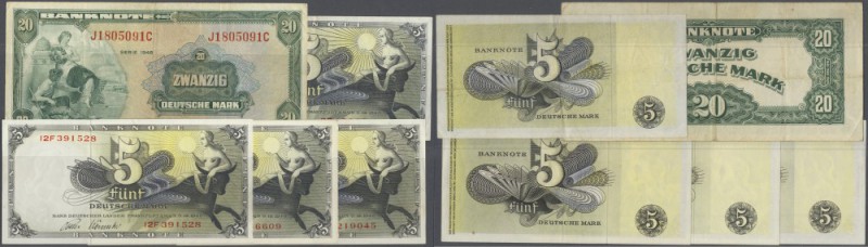 Set of 5 banknotes containing 2x 5 Mark 1948 Ro. 252 (XF), 1x 5 Mark 1948 Ro. 25...