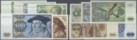Lot mit 5 Banknoten 5 bis 100 DM, Serie 1980, Ro.285-289, dabei 5-er in kassenfrisch, 10-er in stärker gebraucht, 20-er in fast kassenfrisch, 50-er un...