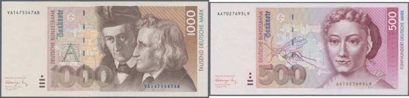 500 DM 1991 und 2 x 1000 DM 1991 Ersatznote Serie ”YA”, Ro.301a, 302b, alle in k...