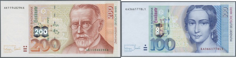 Kleines Lot mit 3 kassenfrischen Noten zu 50, 100 und 200 DM 1996, Hologramm-Ser...