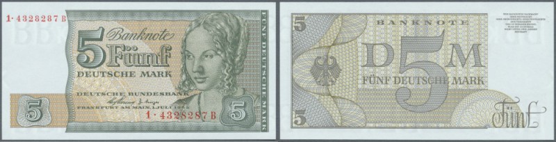 5 DM 1963, Ersastzserie der Bundesbank, Ro. ex 313 in perfekt kassenfrischer Erh...