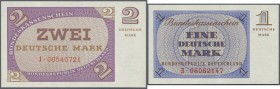 Kleines Lot mit Bundeskassenscheinen zu 5 und 10 Pfennig, 1 und 2 DM o.D.(1967), Ro.314, 315, 317 und 318 in kassenfrischer Erhaltung (4 Banknoten)