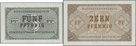 Set 4 Bundeskassenscheine 5, 10 Pfennig, 1, 2 Mark ND(1967) Ro 314,315,317,318 in kassenfrischer Erhaltung.
