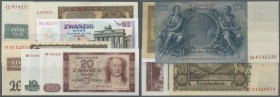 Lot mit 19 Banknoten von 1948 bis 1989, dabei 20 Mark Klebemarke auf 20 Reichsmark 1939 (Ro.336) in kassenfrisch, 20 Mark 1948 Ro.344a in fast kassenf...