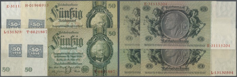 Lot mit 4 Banknoten 50 Mark mit Klebemarke 1948, Ro.337a,b,c,d, jeweils in kasse...