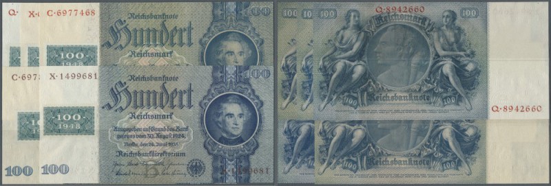Lot mit 5 kassenfrischen Banknoten 100 Mark mit Klebemarke, dabei 2 Ausgaben mit...