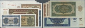 Mustersatz der Notenbank 1948 von 50 Pfennig bis 1000 Mark aus laufender Serie mit Perforation ”Muster”, Ro.339M3, 340M3, 341M4, 342M2, 343M2, 344M2, ...