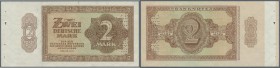 2 Mark 1948 mit Perforation ”Ungültig”, ohne Seriennummer, mit Heftlöchern am linken Rand, Ro.341 mit kleinem Eckknick links und rechts unten. Sehr se...