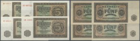 Set mit 9 Banknoten 5 Mark 1948 mit UdSSR- und DDR-Druck Ro.342a,b,c,d in leicht gebraucht bis kassenfrisch, dazu 5 x 5 Mark mit fortlaufender Serienn...