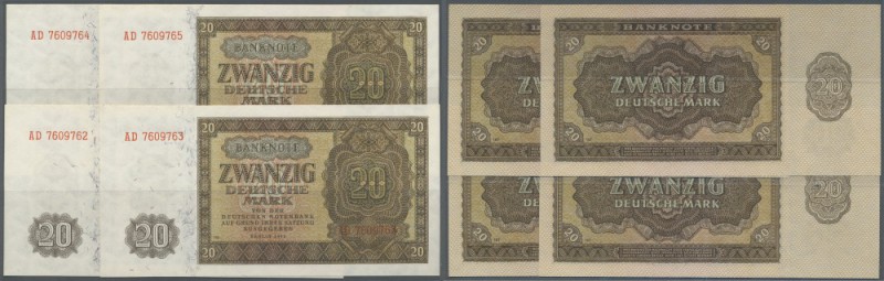 Set mit 15 Banknoten 20 Mark 1948, Ro.344d mit fortlaufender Seriennummer. Erhal...