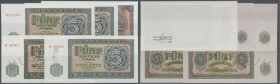 Set mit 5 Banknoten 10 Mark 1954 Sammlernachdruck Ro.348, 5 Mark 1955 laufende Serie und Ersatznote Ro.349a,b, 5 Mark 1955 Muster aus laufender Serie ...