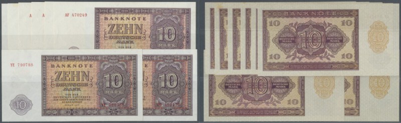 Set mit 8 Banknoten 10 Mark 1955, dabei laufende Serie und Ersatznote Ro.350a,b ...