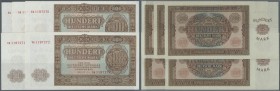 Set mit 5 fortlaufend nummerierten Banknoten 100 Mark 1955, alle als Ersatznote mit Serie YA, Ro.353b in nahezu kassenfrischer Erhaltung mit leichter ...