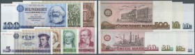 Set mit 7 Banknoten der Staatsbank der DDR 1971/75 und 1985 von 5 bis 500 Mark mit den beiden, nicht mehr ausgegebenen Werten zu 200 und 500 Mark, Ro....