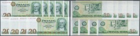 Set mit 9 Banknoten 20 Mark 1975, dabei jeweils laufende Serie und Ersatznote Ro.362a,b,c,d und 5 x 20 Mark Computersatz mit fortlaufender Seriennumme...