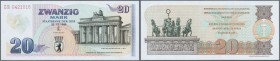 Gedenknote der Staatsbank der DDR zu 20 Mark 1989, Ro.366, anläßlich der Öffnung des Brandenburger Tores in kassenfrischer Erhaltung