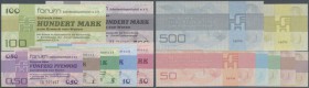 Set mit 7 Noten der Forum-Außenhandelsgesellschaft m.b.H. von 50 Pfennig bis 500 Mark 1979, Ro.367-373 in kassenfrischer Erhaltung, dabei auch die sel...