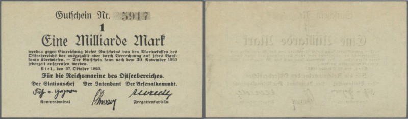 Reichsmarine Ostseebereich: 1 Milliarde Mark 1923, P.M27 in leicht gebrauchter E...
