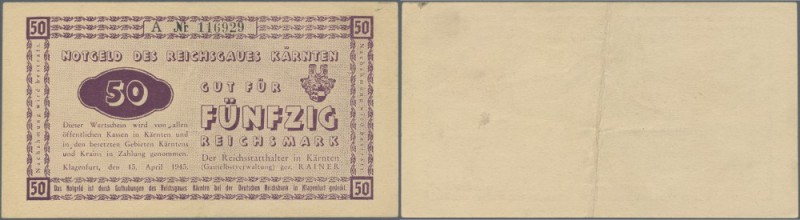 Kärnten: 50 Reichsmark Reichsgau Kärnten 1945, Ro.187 in sauberer gebrauchter Er...