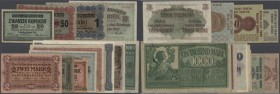 Darlehenskasse Ost: Lot mit 35 Banknoten der Darlehenskassen in Posen und Kowno, viele doppelt, dabei auch 3 x 1000 Mark Ro.471, 3 x 100 Mark Ro.470 u...