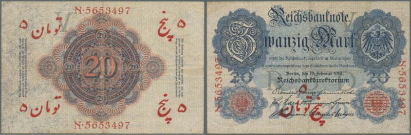 Persien Besetzung I. Weltkrieg: 20 Mark 1914, Serie ”N” mit persischem Überdruck...