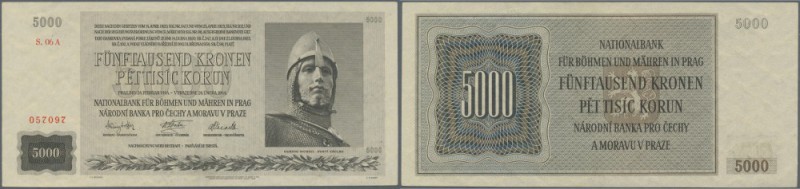 Böhmen und Mähren: 5000 Kronen 1944, Ro.568a in nahezu perfekter Erhaltung mit e...
