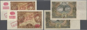 Generalgouvernement Polen: 2 x 100 Zlotych 1934 mit Behelfsausgabeüberdruck 1939, Ro.570a und c in gebrauchter und einmal in fast kassenfrischer Erhal...