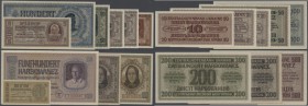 Ukraine: Lot mit 10 Banknoten der Besetzungsausgaben der Ukaraine von 1 bis 500 Karbowanez, Ro.591, 593-599 in sehr schöner Erhaltung mit bestoßenen E...
