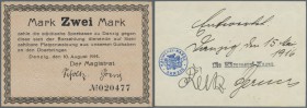 Danzig: 2 Mark 1914, Ro.782c in kassenfrischer Erhaltung. // Danzig: 2 Mark 1914, P.3 in perfect UNC condition