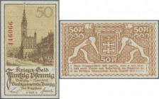 Danzig: 50 Pfennig 1918, Ro.788 in leicht gebraucht mit senkrechtem Mittelknick // Danzig: 50 Pfennig 1918, P.9 in ver nice condition with vertical fo...