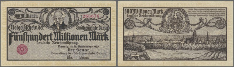 Danzig: 500 Millionen Mark 1923 in nahezu kassenfrischer Erhaltung, winziger Eck...