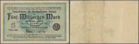Danzig: 5 Milliarden Mark 1923, Ro.809a, gebraucht mit mehreren senkrechten Knicken. Erhaltung: F+ // Danzig: 5 Milliarden Mark 1923, P.30, used condi...