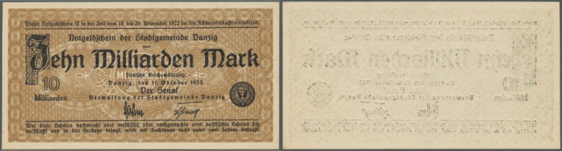 Danzig: 10 Milliarden Mark 1923, Ro.810a, minimaler Eckknick rechts oben, sonst ...