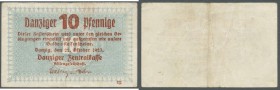 Danzig: 10 Pfennige 1923, Ro.814b, schöne, saubere gebrauchte Erhaltung mit einigen Knicken. Erhaltung: F+ // Danzig: 10 Pfennige 1923, P.35, nice use...