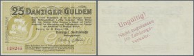 Danzig: 25 Gulden 1923, Ro.821 in perfekt kassenfrischer Erhaltung. Sehr selten! // Danzig: 25 Gulden 1923, P.42 in perfect UNC condition. Very Rare!
