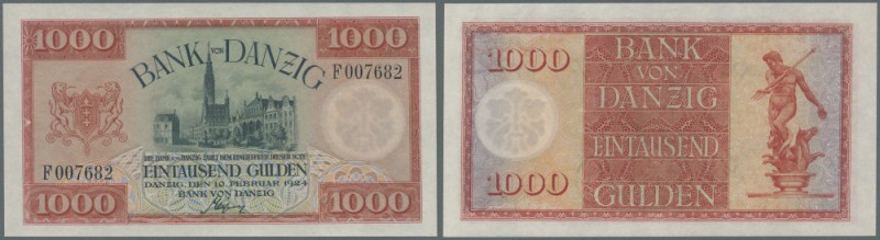 Danzig: 1000 Gulden 1924, Ro.837 in perfekt kassenfrischer Erhaltung. Sehr selte...
