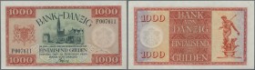 Danzig: 1000 Gulden 1924, Ro.837, Klebespuren links oben auf der Vorderseite sowie an den Ecken links unten und rechts oben und unten auf der Rückseit...