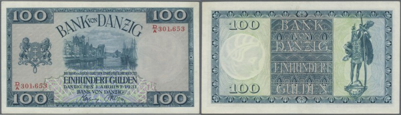 Danzig: 100 Gulden 1931, Ro.841 mit wenigen Gebrauchsspuren, winizige bestoßene ...