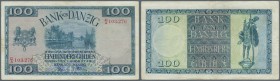 Danzig: 100 Gulden 1931, Ro.841, gebraucht mit mehreren Knicken, Flecken am linken Rand, winziger Einriss am unteren Rand. Erhaltung: F // Danzig: 100...