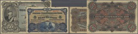 Deutsch-Ostafrika: 5 und 50 Rupien 1905, Ro.900 und 902d in der üblich gebrauchten Erhaltung mit Stockflecken, Löchern und kleiner Fehlstelle am obere...
