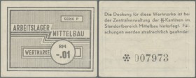 Arbeitslager Mittelbau: Wertmarke zu 0,01 Reichsmark in kassenfrischer Erhaltung.